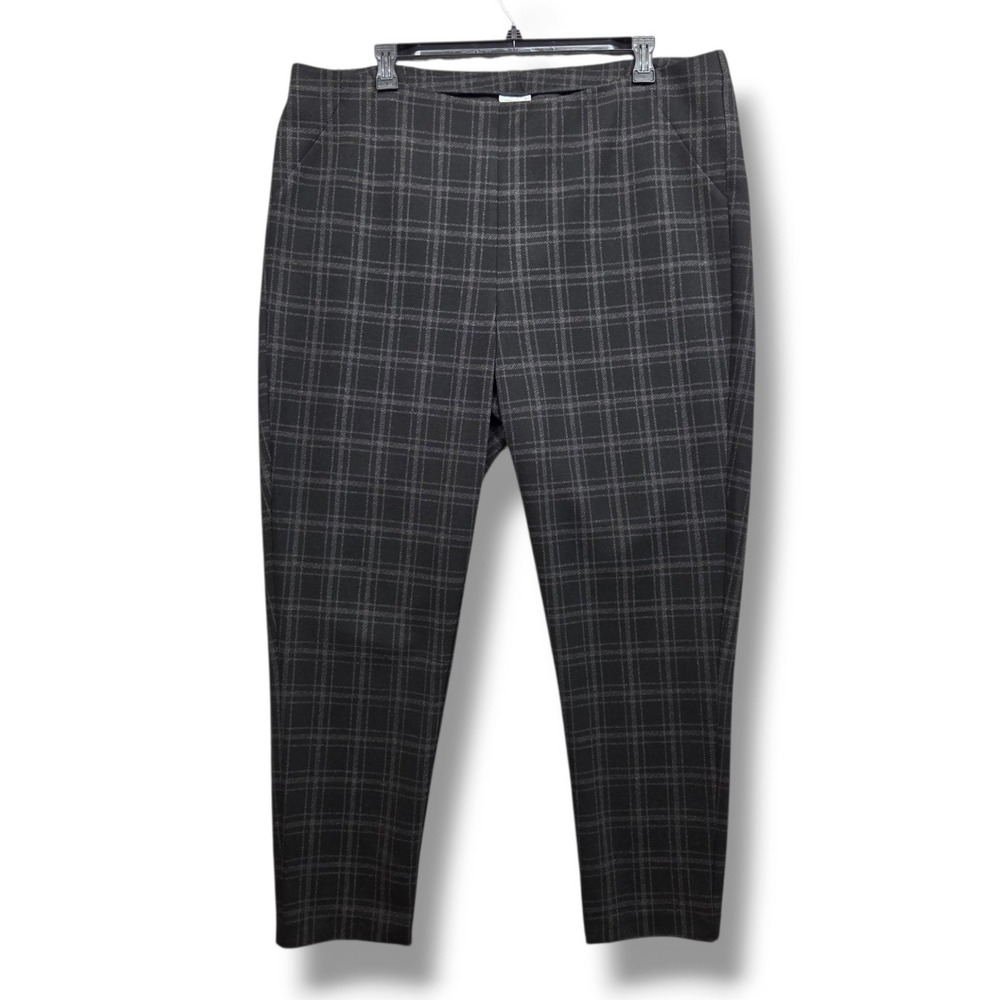 J Jill Ponte Slim Leg Pants Womens 3X Windopane Check Plaid High Rise Pull On